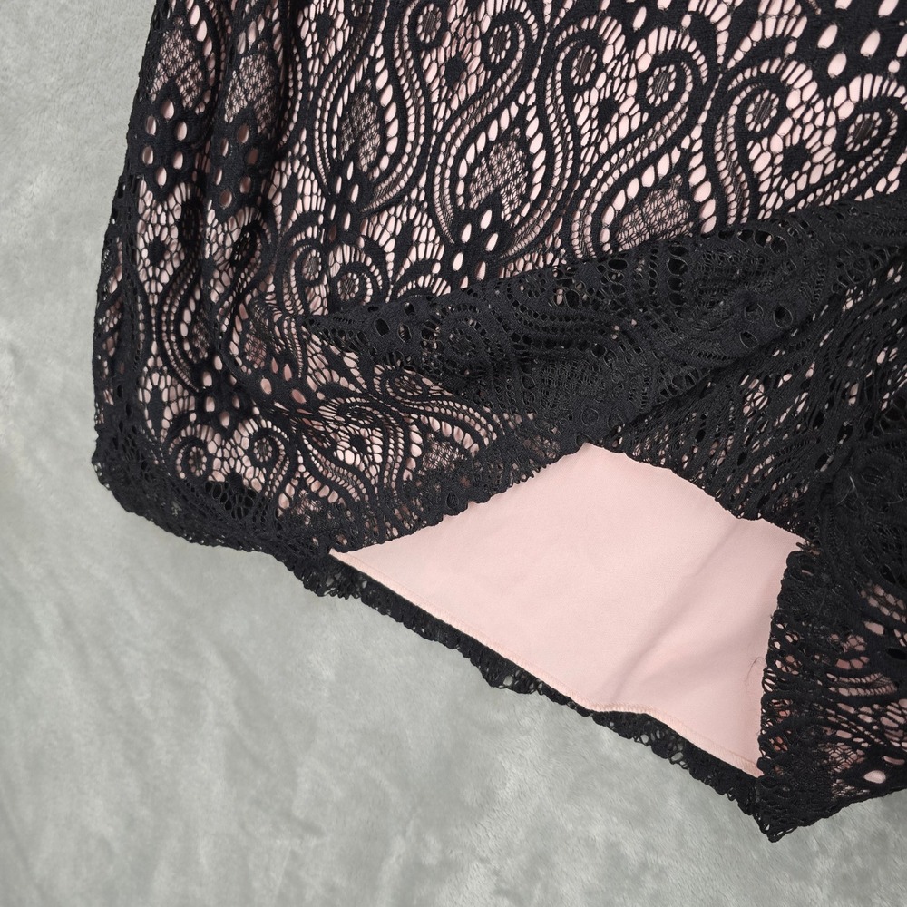 Connected Apparel Dress Women‎ 10 Black Lace Pink Sheath Cap Sleeve Modest Party - Picture 5 of 13